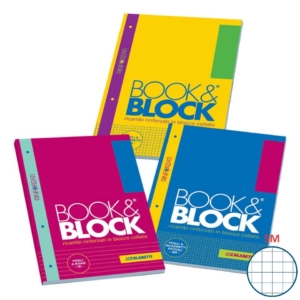 Blocco 40 fogli A4 collato lato lungo - forati e rinforzati - 80g/m² Blasetti Blocco Book & Block quadretto 5M
