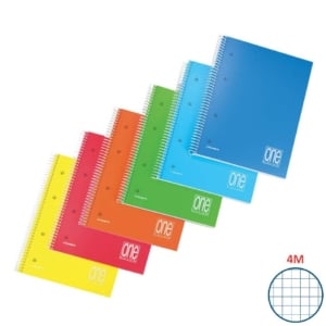 Blocco spiralato fogli A5 forati 80g/m² copertina in PPL - 80+1 fogli One Color quadretto 4M