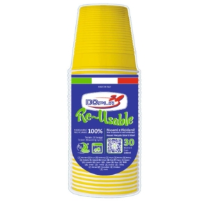 Bicchieri Gialli in polistirene Dopla Reusable 230 ml (conf.30)
