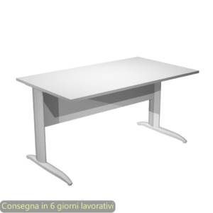 Scrivania piano Bianco 140x80xh.72 cm gamba a L in metallo Grigio alluminio linea Presto Artexport - 002K2/3/AA
