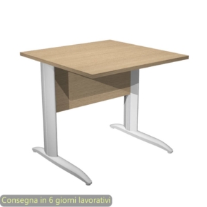 Scrivania piano Rovere 80x80xh.72 cm gamba a L in metallo Grigio alluminio linea Presto Artexport - 001K2/C/AA