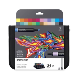 Set Pennarelli Art&illustration Winsor&Newton Promarker doppia punta fine-scalpello  2,5-0,5mm - Colori Assortiti + blender (conf.24)