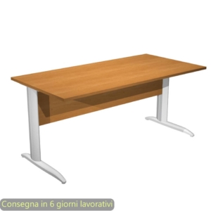 Scrivania piano Noce chiaro 160x80xh.72 cm gamba a L in metallo Grigio alluminio linea Presto Artexport - 003K2/4/AA