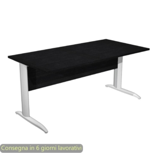 Scrivania piano Nero venato frassino 160x80xh.72 cm gamba a L metallo Grigio alluminio Presto Artexport - 003K2/8/AA