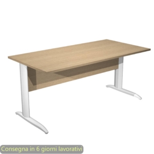 Scrivania piano Rovere 160x80xh.72 cm gamba a L in metallo Bianco opaco linea Presto Artexport - 003K2/C/AN