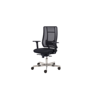 Poltrona semi-direzionale Liberty Syncro Seditaly tessuto ignifugo Nero base alluminio LTG0S18EGB1R1