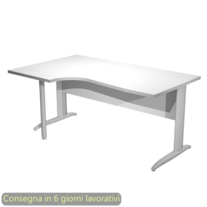 Scrivania angolare sinistra piano Bianco 160x60/80/100xh.72 cm gamba a L metallo cromato Presto Compact - 009K211/3/AR