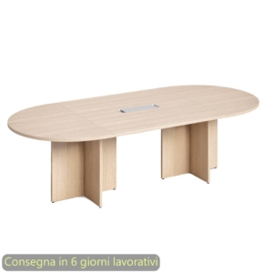Tavolo riunione ovale Flex con gambe a croce 140x120xh.73 cm Artexport Rovere PLDL+PRPC/C