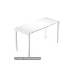 Scrivania antibatterica piano Bianco 140x60xh.72,5 cm gamba sezione quadrata metallo Bianco linea VenereP60 @672-3-AN