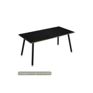 Scrivania piano Nero venato frassino 180x80xh.74,4 cm gamba metallo tubolare Nero opaco Skinny Metal - 6405-DJA-8C-AQ