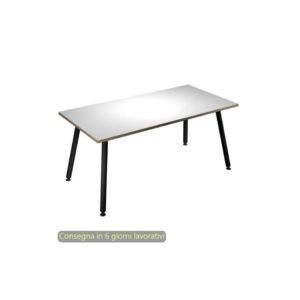 Scrivania piano Bianco 120x80xh.74,4 cm gamba metallo tubolare Nero opaco linea Skinny Metal Artexport - 6404-DJA-3C-AQ