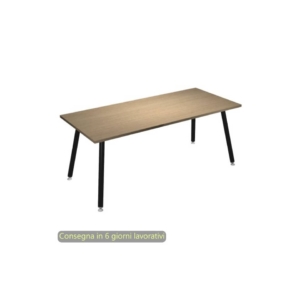 Scrivania piano Rovere 180x80xh.74,4 cm gamba metallo tubolare Nero opaco linea Skinny Metal Artexport - 6405-DJA-C-AQ