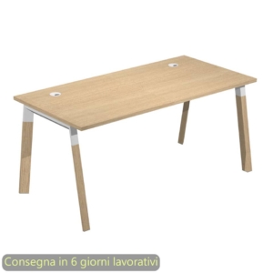 Scrivania piano Rovere 140x80xh.72,5 cm gamba inclinata legno e metallo Bianco Artexport piano Rovere - W140-C-AM