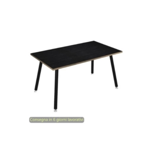Scrivania piano Nero venato frassino 140x80xh.74,4 cm gamba metallo tubolare Nero opaco Skinny Metal - 6402-DJA-8C-AQ