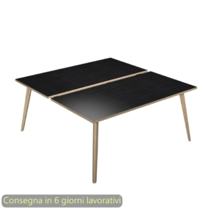 Scrivania bench doppia piano Nero venato frassino 120x80xh.74,4 cm gamba rastremata in legno Rovere Woody - 6404B-DKA-8C-AQ