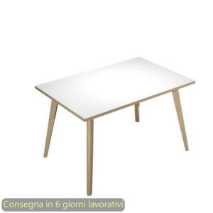Scrivania piano Bianco 120x80xh.74,4 cm gamba rastremata in legno Rovere linea Woody Artexport - 6404-DKA-3C-AQ