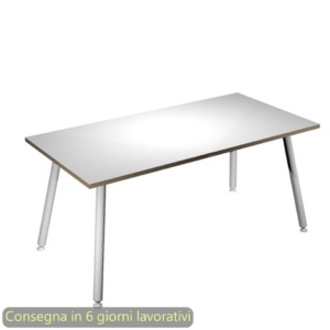 Scrivania piano Bianco 180x80xh.74,4 cm gamba metallo tubolare Bianca linea Skinny Metal Artexport - 6405-DJA-3C-AN