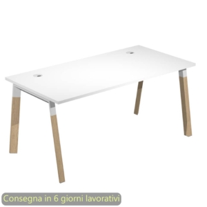 Scrivania piano Bianco 140x80xh.72,5 cm gamba inclinata legno e metallo Bianco Artexport piano Bianco - W140-3-AM