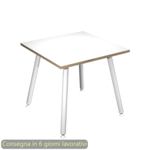 Scrivania piano Bianco 80x80xh.74,4 cm gamba metallo tubolare Bianca linea Skinny Metal Artexport - 6401-DJA-3C-AN