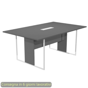 Tavolo riunioni con top access Bianco 180x110xh.74,4 cm strutura in metallo Bianco Blade Artexport piano Antracite