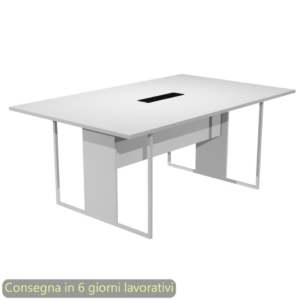 Tavolo riunioni con top access Nero 180x110xh.74,4 cm strutura in metallo Bianco Blade Artexport piano Bianco