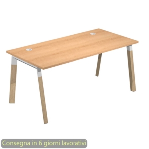 Scrivania piano Faggio 160x80xh.72,5 cm gamba inclinata legno e metallo Bianco Artexport piano Faggio - W160-6-AM