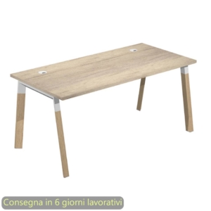 Scrivania Rovere canadese 160x80xh.72,5 cm gamba inclinata legno-metallo Bianco Artexport piano Rovere canadese