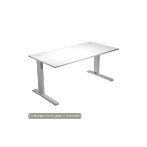 Scrivania piano Bianco 140x80xh.73 cm gamba ad L in metallo Grigio alluminio linea Flex Artexport - URB/T-140/3