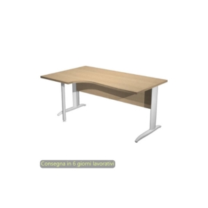 Scrivania angolare sinistra piano Rovere 160x60/80/100xh.72 cm gamba a L metallo Bianco - Presto Compact - 009K211/C/AN