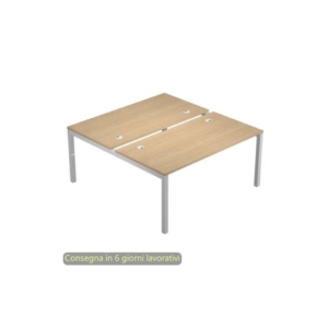 Scrivania bench doppia piano Rovere 120x168xh.72,5 cm gamba a ponte metallo Bianco Bridge Artexport - BENCH12/C-AM