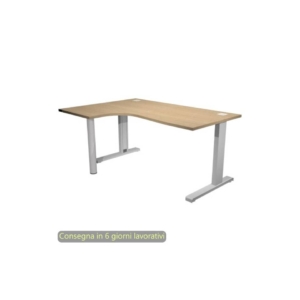 Scrivania angolare sinistra piano Rovere 160x120/80/60xh.73 cm gamba ad L metallo Grigia Flex Artexport - URB/T-CP18SX/C