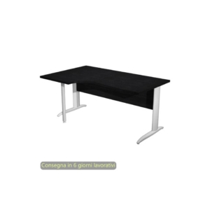 Scrivania angolare sinistra Nero venato frassino 160x60/80/100xh.72 cm gamba a L metallo Bianco - Presto Compact - 009K211/8/AN