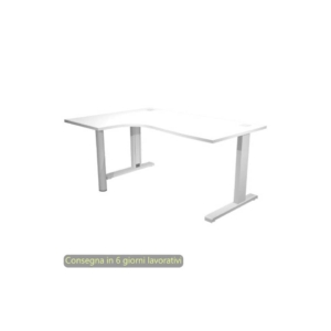 Scrivania angolare sinistra piano Bianco 160x120/80/60xh.73 cm gamba ad L metallo Grigia Flex Artexport - URB/T-CP16SX/3