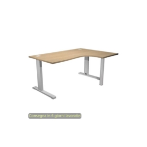 Scrivania angolare destra piano Rovere 160x120/80/60xh.73 cm gamba ad L metallo Grigia Flex Artexport - URB/T-CP16DX/C