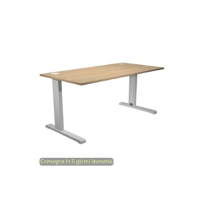 Scrivania piano Rovere 120x80xh.73 cm gamba ad L in metallo Grigio alluminio linea Flex Artexport - URB/T-120/C