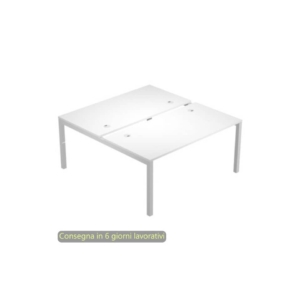 Scrivania bench doppia piano Bianco 180x168xh.72,5 cm gamba a ponte metallo Grigio Bridge Artexport - BENCH18/3-AA