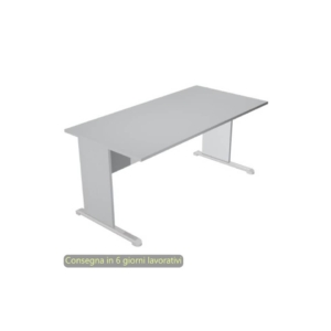 Scrivania piano Grigio 120x80xh.72 cm gamba a pannello in tinta con piede metallico linea Presto Artexport 004L/9