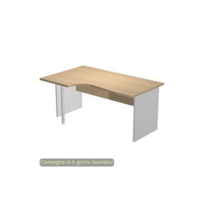 Scrivania angolare sinistra Frassino toscano 160x60/80/100xh.72 cm gamba a pannello Grigia - Presto Compact - 009PAN11/F5
