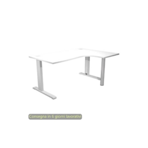 Scrivania angolare destra piano Bianco 160x120/80/60xh.73 cm gamba ad L metallo Grigia Flex Artexport - URB/T-CP16DX/3