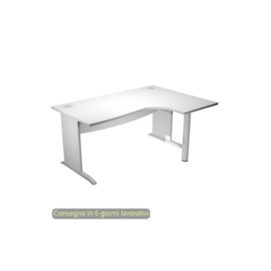 Scrivania angolare destra piano Bianco 160x120/80/60xh.73 cm gamba ad L in melaminico Compact Flex - JPL/CP16DX/3