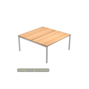 Scrivania bench doppia piano Faggio 120x164xh.72,5 cm gamba a ponte metallo Grigio Presto Venere Plus 664B-NOPAR/4