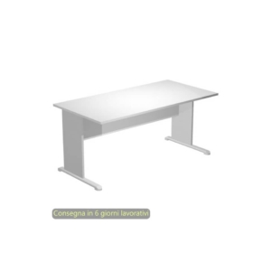 Scrivania piano Bianco 160x80xh.72 cm gamba a pannello Grigia con piede metallico linea Presto Artexport 003L/35