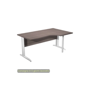 Scrivania angolare destra Frassino toscano 160x60/80/100xh.72 cm gamba ad L metallo Bianco opaco Presto Compact 008K211/F/AN