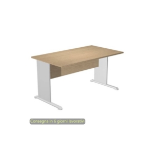 Scrivania piano Rovere 140x80xh.72 cm gamba a pannello Grigia con piede metallico linea Presto Artexport 002L/C5