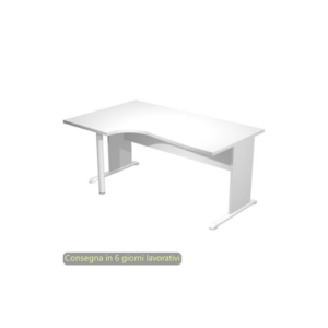 Scrivania angolare sinistra piano Grigio 160x60/80/100xh.72 cm gamba a pannello e piede metallico Presto Compact 009L11/9