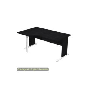 Scrivania angolare sinistra Nero venato frassino 160x60/80/100xh.72 cm gamba a pannello e piede metallico Presto Compact 009L11/8