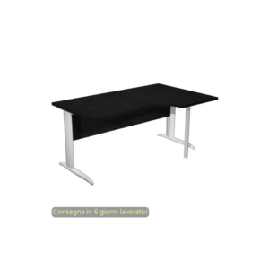 Scrivania angolare destra Nero venato frassino 160x60/80/100xh.72 cm gamba ad L metallo Grigio Presto Compact - 008K211/8/AA