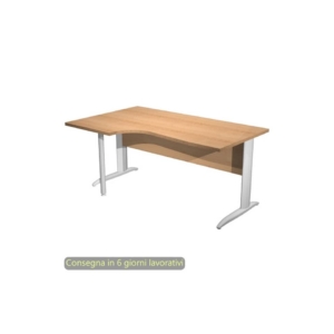 Scrivania angolare sinistra piano Faggio 160x60/80/100xh.72 cm gamba a L metallo Bianco - Presto Compact - 009K211/6/AN