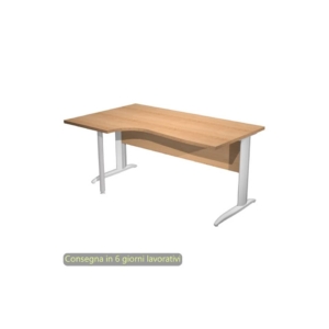 Scrivania angolare sinistra piano Faggio 160x60/80/100xh.72 cm gamba a L metallo Grigio - Presto Compact - 009K211/6/AA