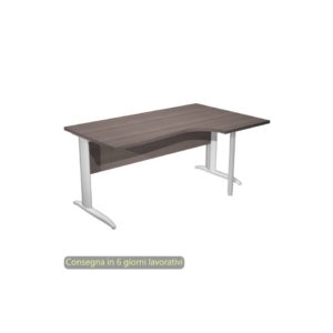 Scrivania angolare destra Frassino toscano 160x60/80/100xh.72 cm gamba ad L metallo Grigio Presto Compact - 008K211/F/AA